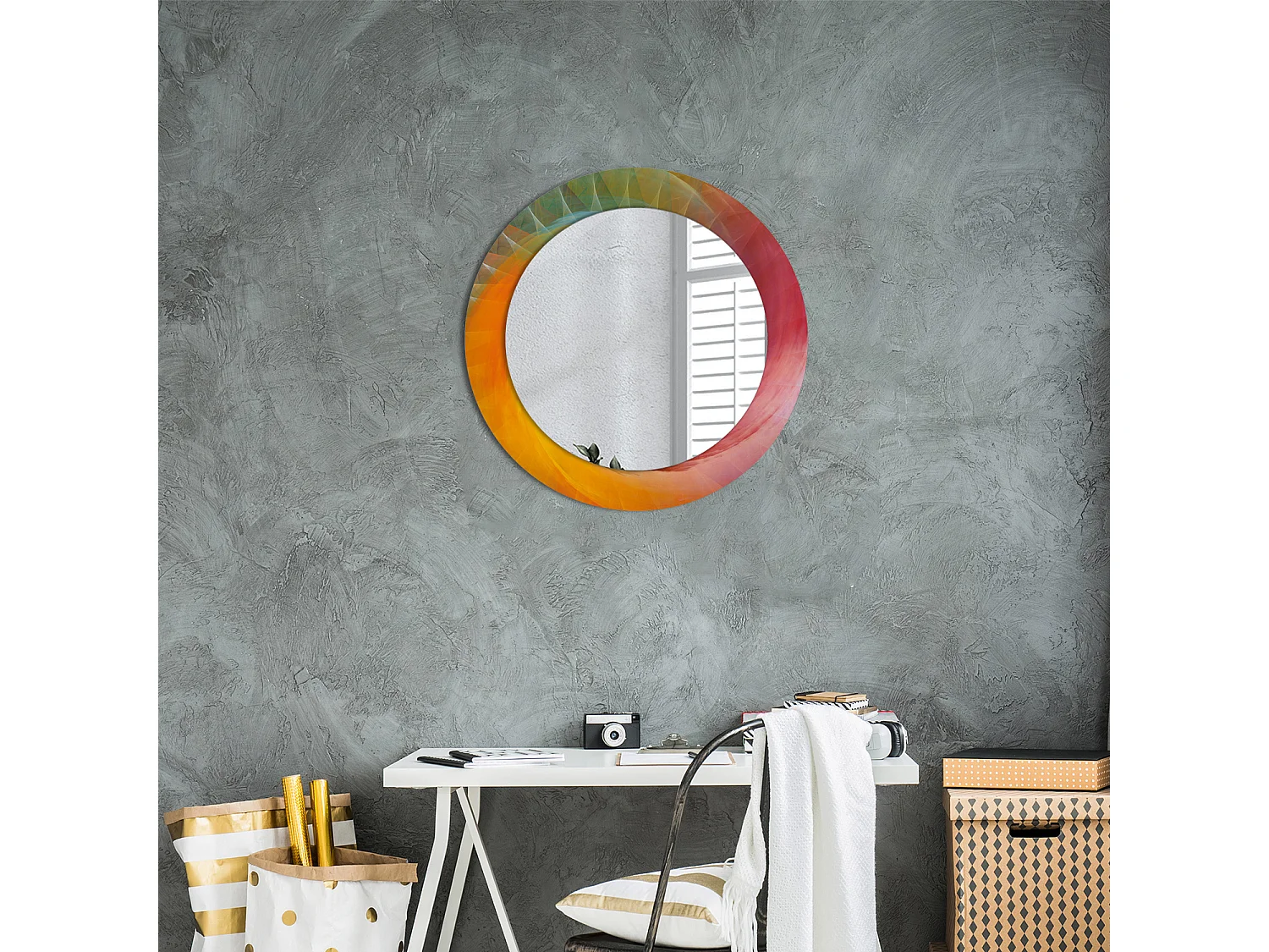 Dekorativer runder Spiegel - Farbpalette - 60 cm