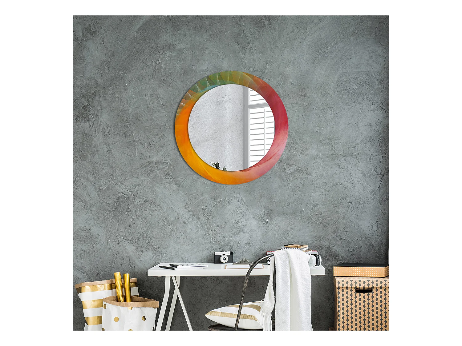 Decoratieve ronde spiegel - kleurenpalet - 60 cm
