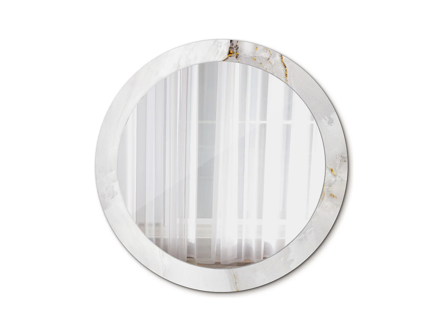 Miroir rond décoratif - Marbre brillant - 80 cm