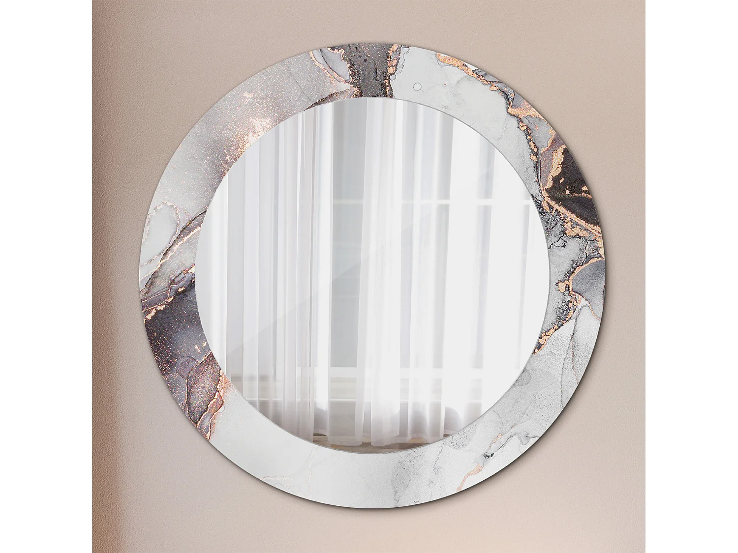 Runder dekorativer Spiegel - Abstrakter Marmor - 60 cm