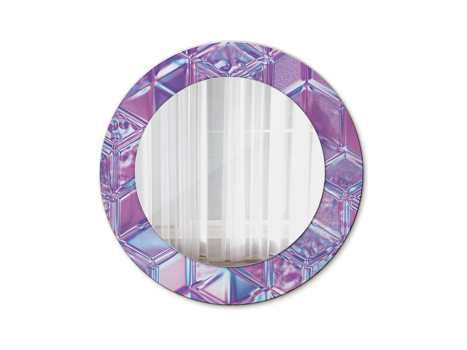 Miroir rond décoratif - Motif cristal - 50 cm