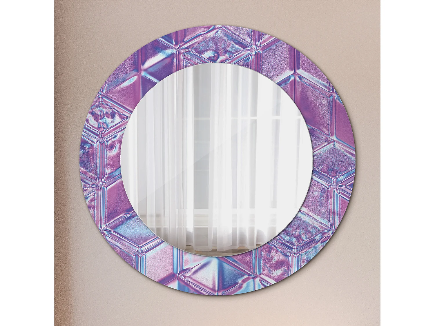 Runder dekorativer Spiegel - Kristallmuster - 50 cm