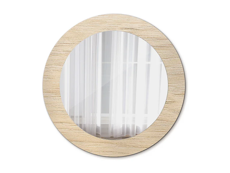 Runder dekorativer Spiegel - Helles Holz - 60 cm