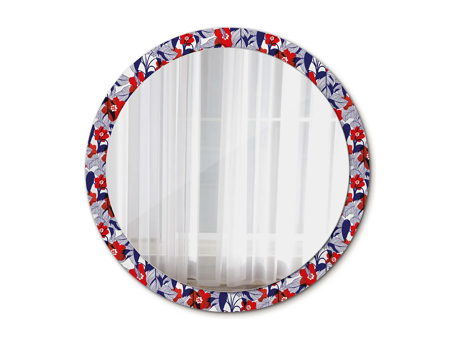 Miroir rond décoratif - Philodendrons - 100 cm