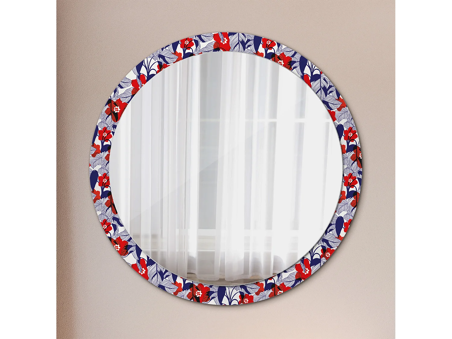 Miroir rond décoratif - Philodendrons - 100 cm