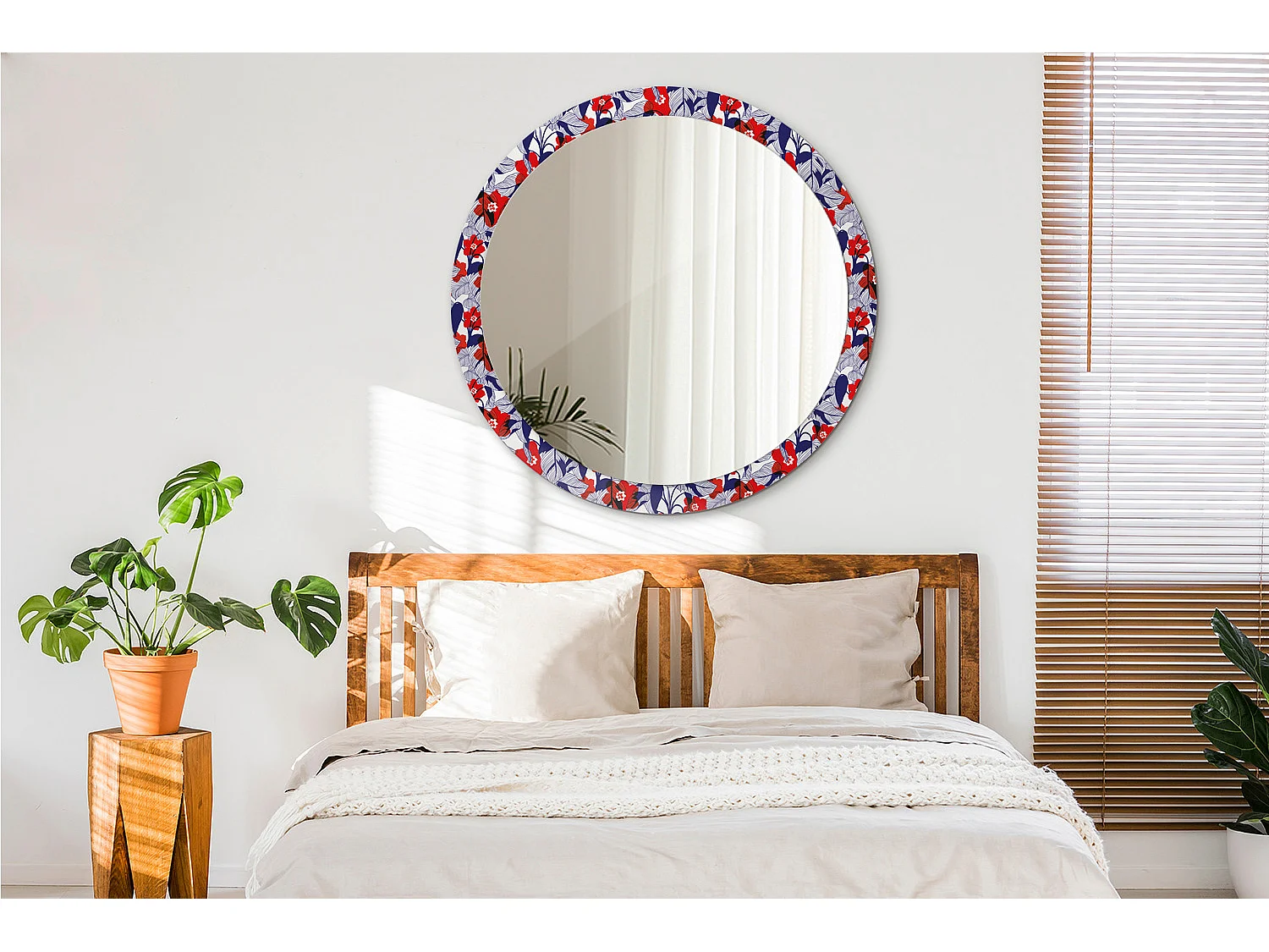 Miroir rond décoratif - Philodendrons - 100 cm