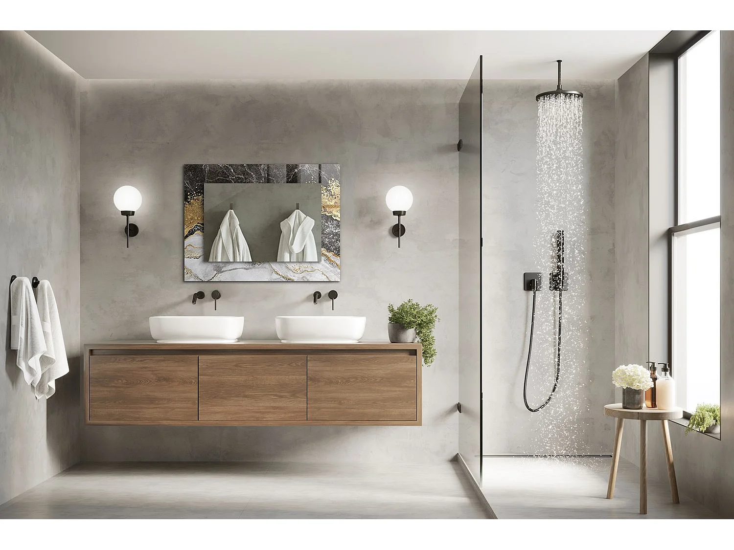 Decoratieve spiegel met lijst Marmeraders abstractie 80 x 60 cm