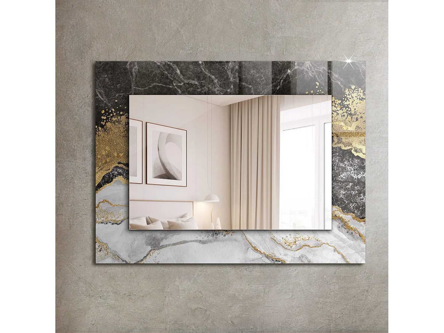 Decoratieve spiegel met lijst Marmeraders abstractie 80 x 60 cm