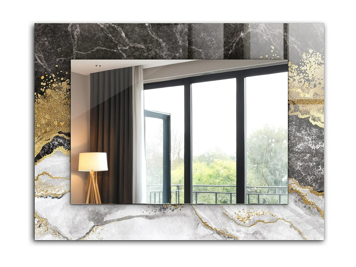 Decoratieve spiegel met lijst Marmeraders abstractie 80 x 60 cm