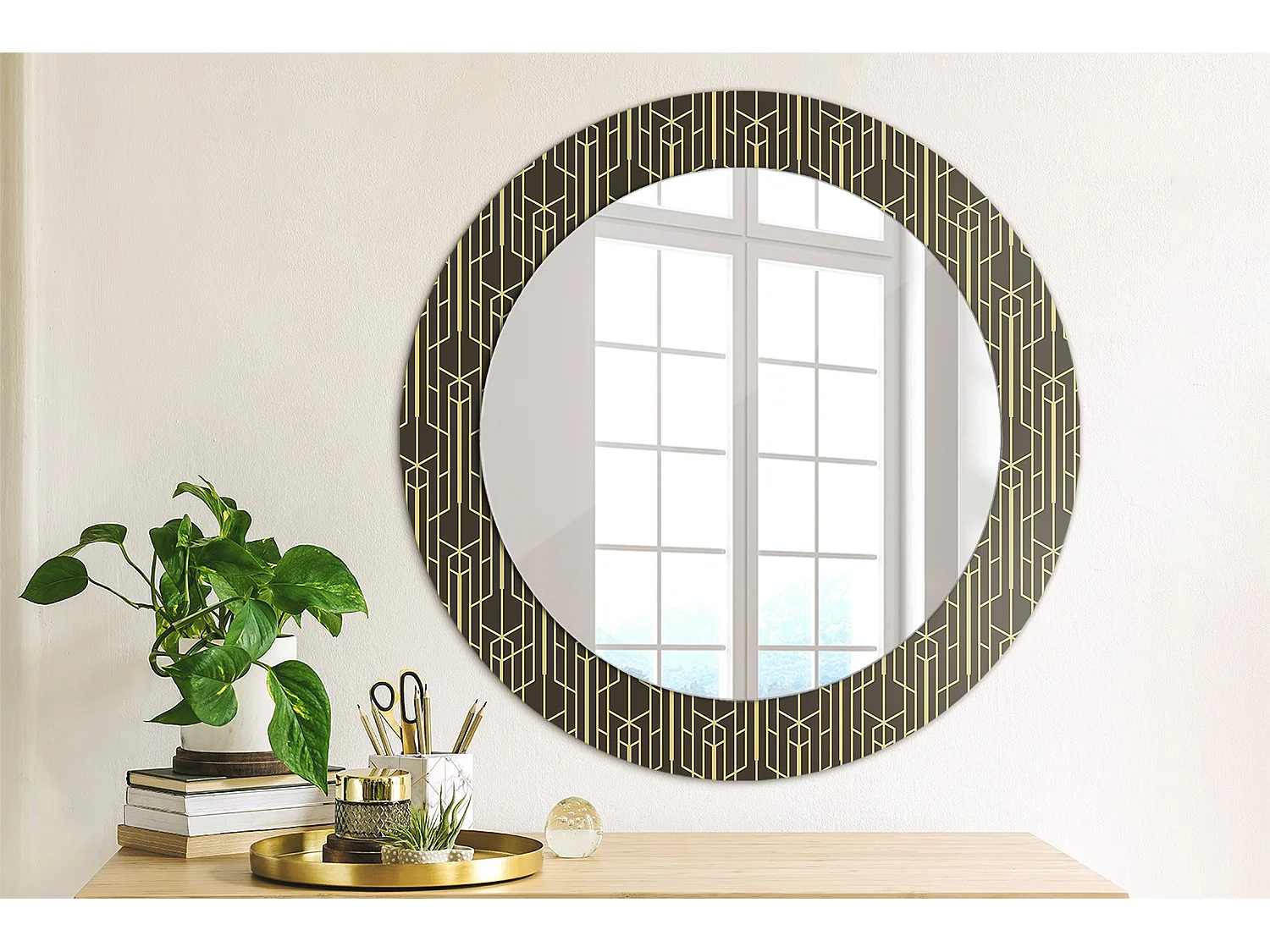 Decoratieve ronde spiegel - vintage geometrie - 60 cm