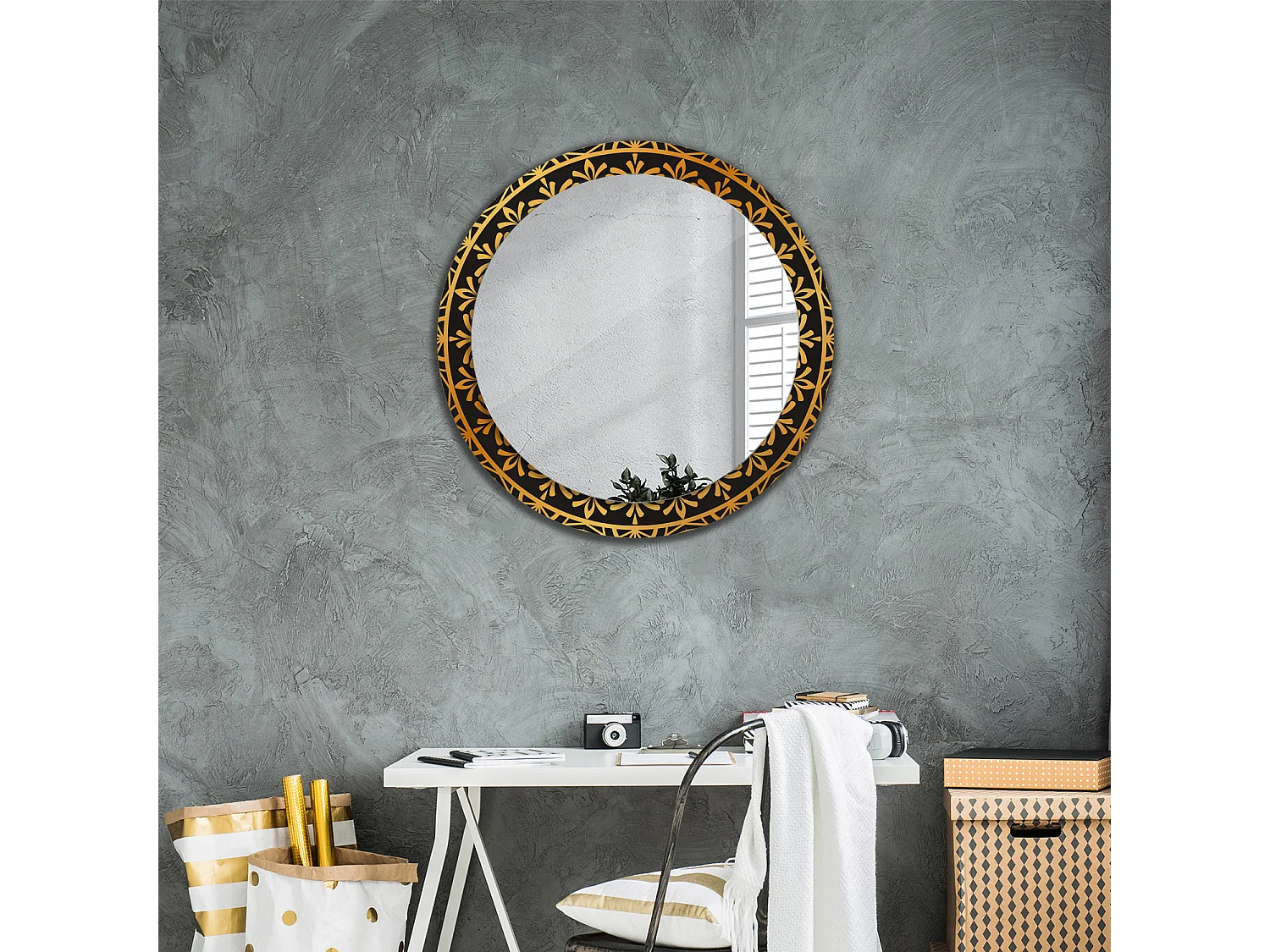 Miroir rond décoratif - Mandala - 80 cm