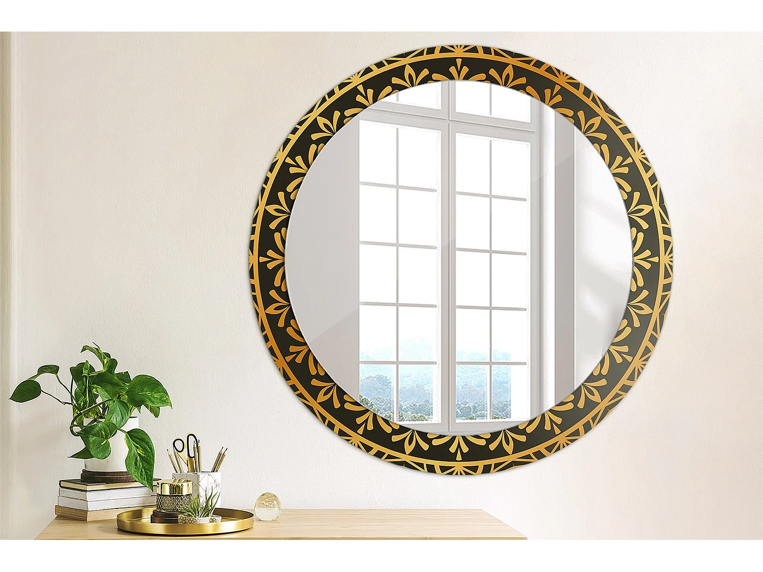 Miroir rond décoratif - Mandala - 80 cm
