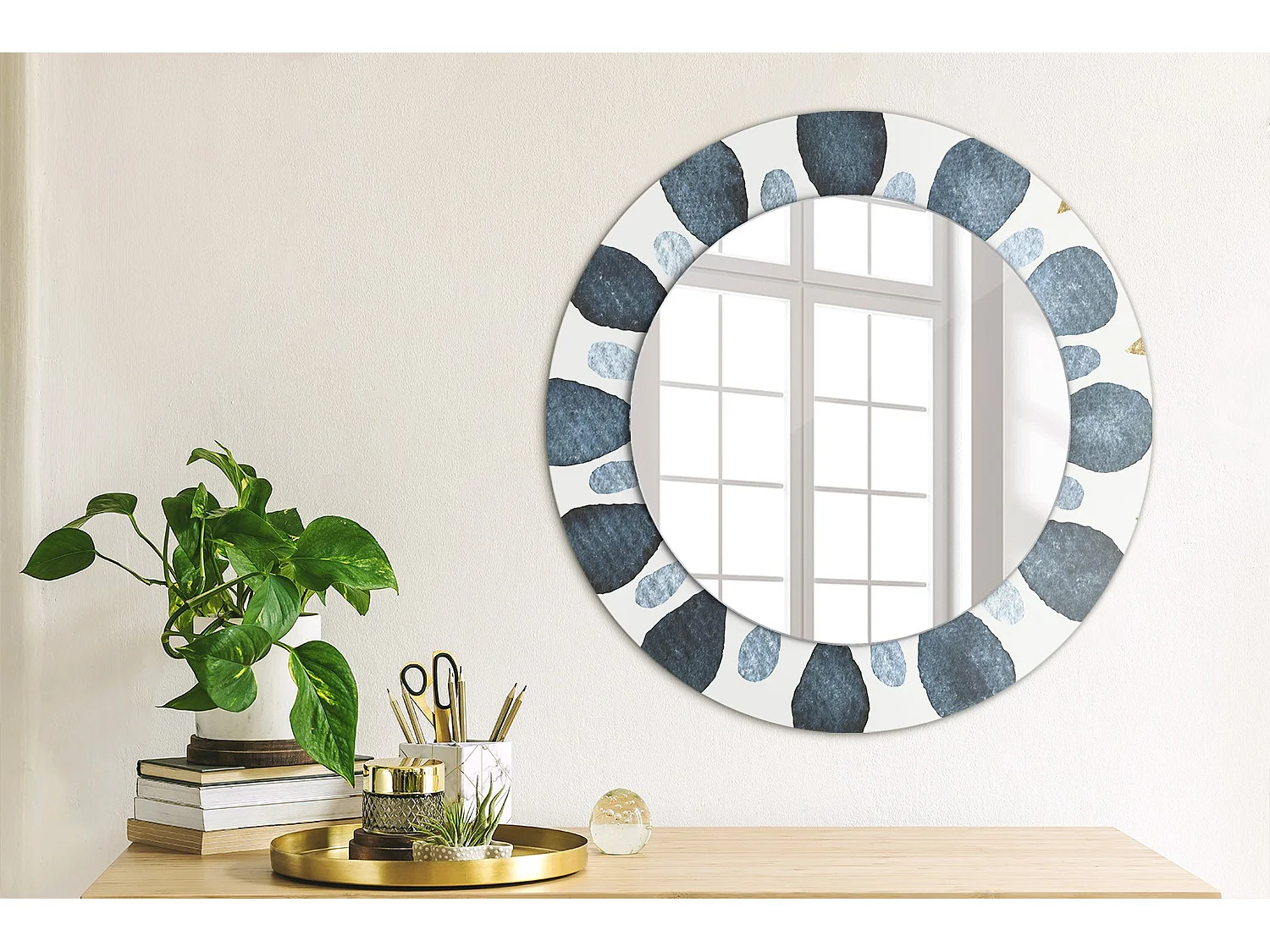 Miroir rond décoratif - Mandala lune - 50 cm