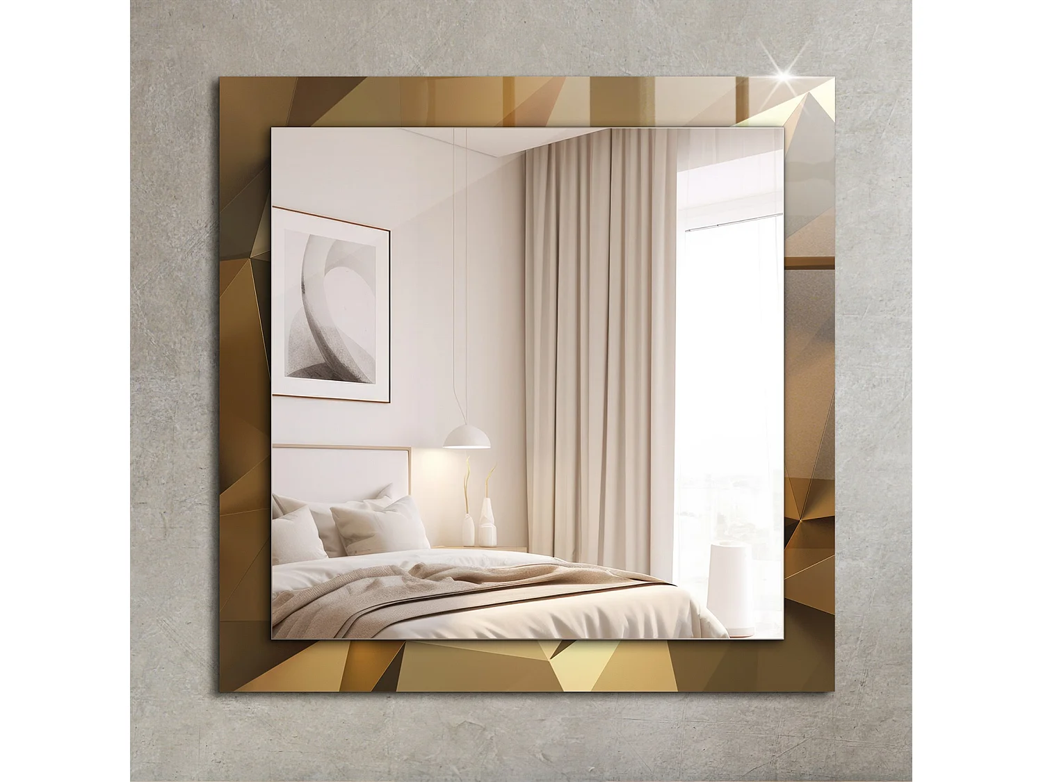 Miroir décoratif avec un cadre de formes géométriques 60 x 60 cm