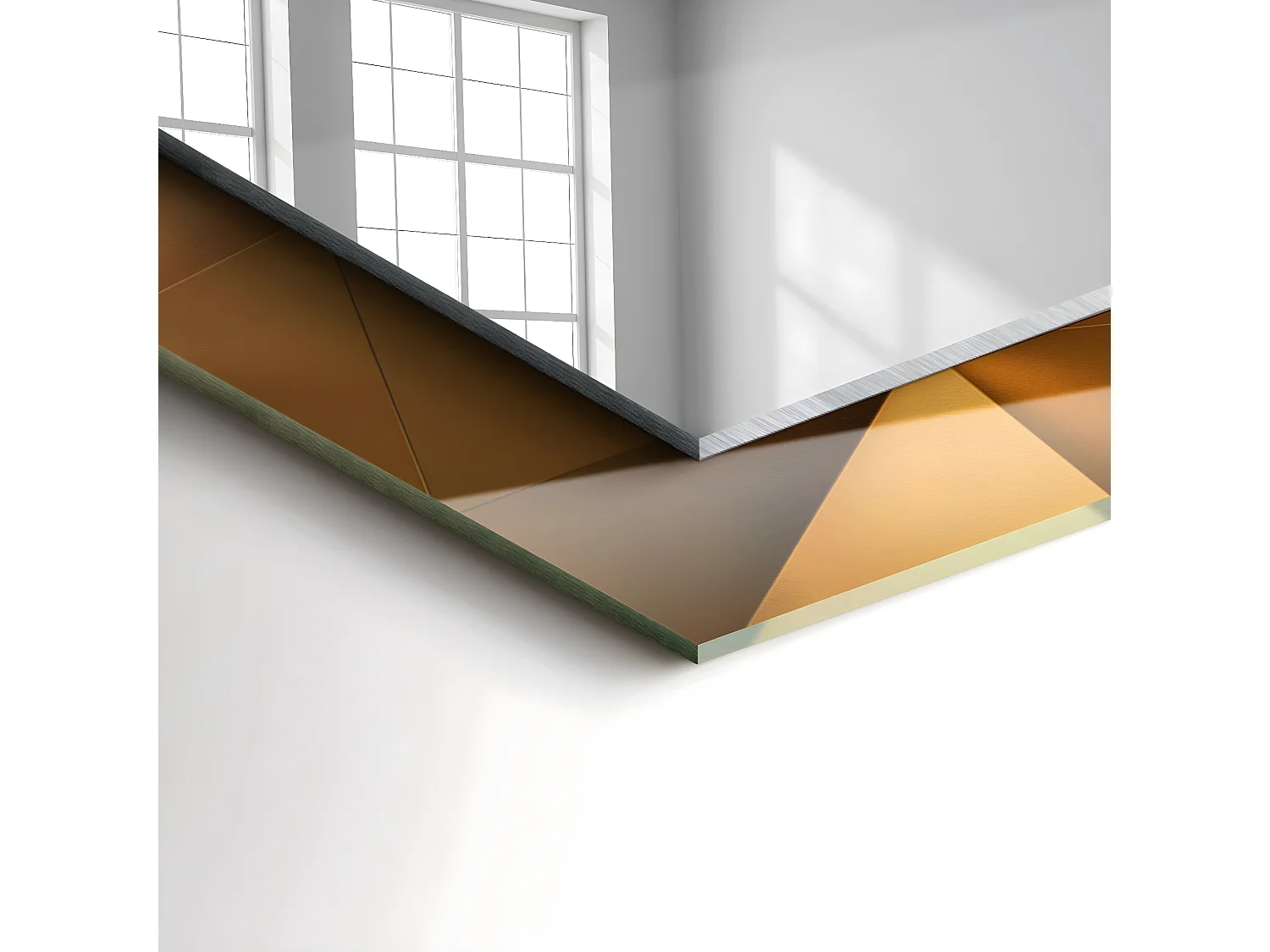 Espejo decorativo con marco de formas geométricas 60 x 60 cm.