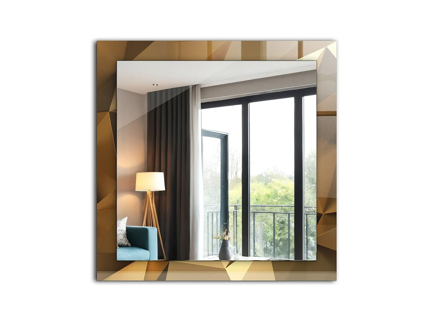 Miroir décoratif avec un cadre de formes géométriques 60 x 60 cm