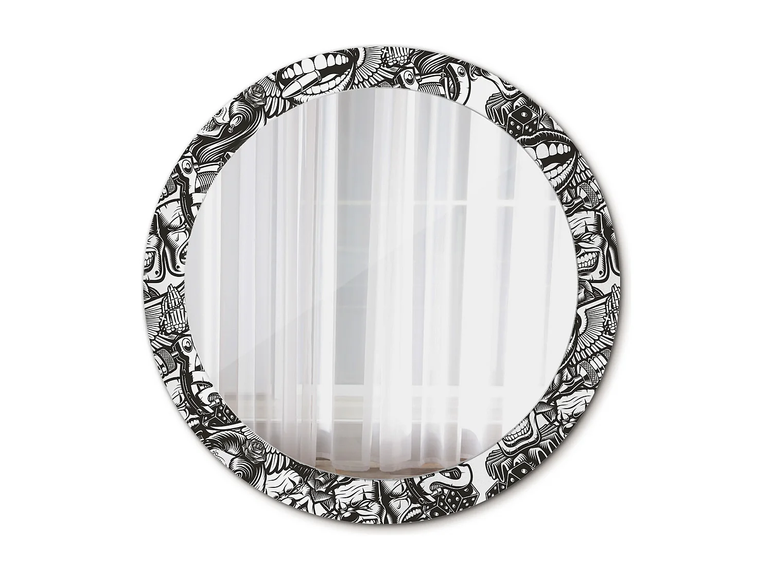 Miroir rond décoratif - Clowns graffitis - 80 cm