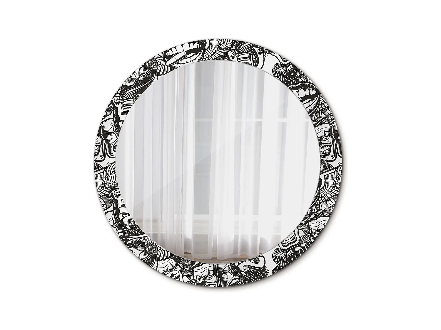 Miroir rond décoratif - Clowns graffitis - 80 cm