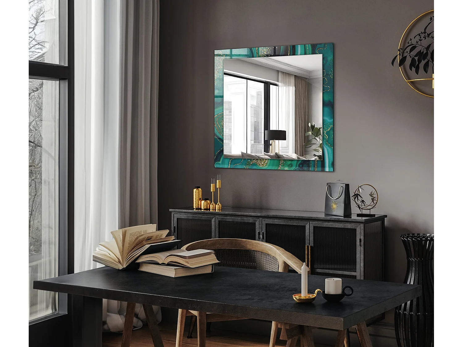 Miroir décoratif avec cadre Texture abstraite 60 x 60 cm