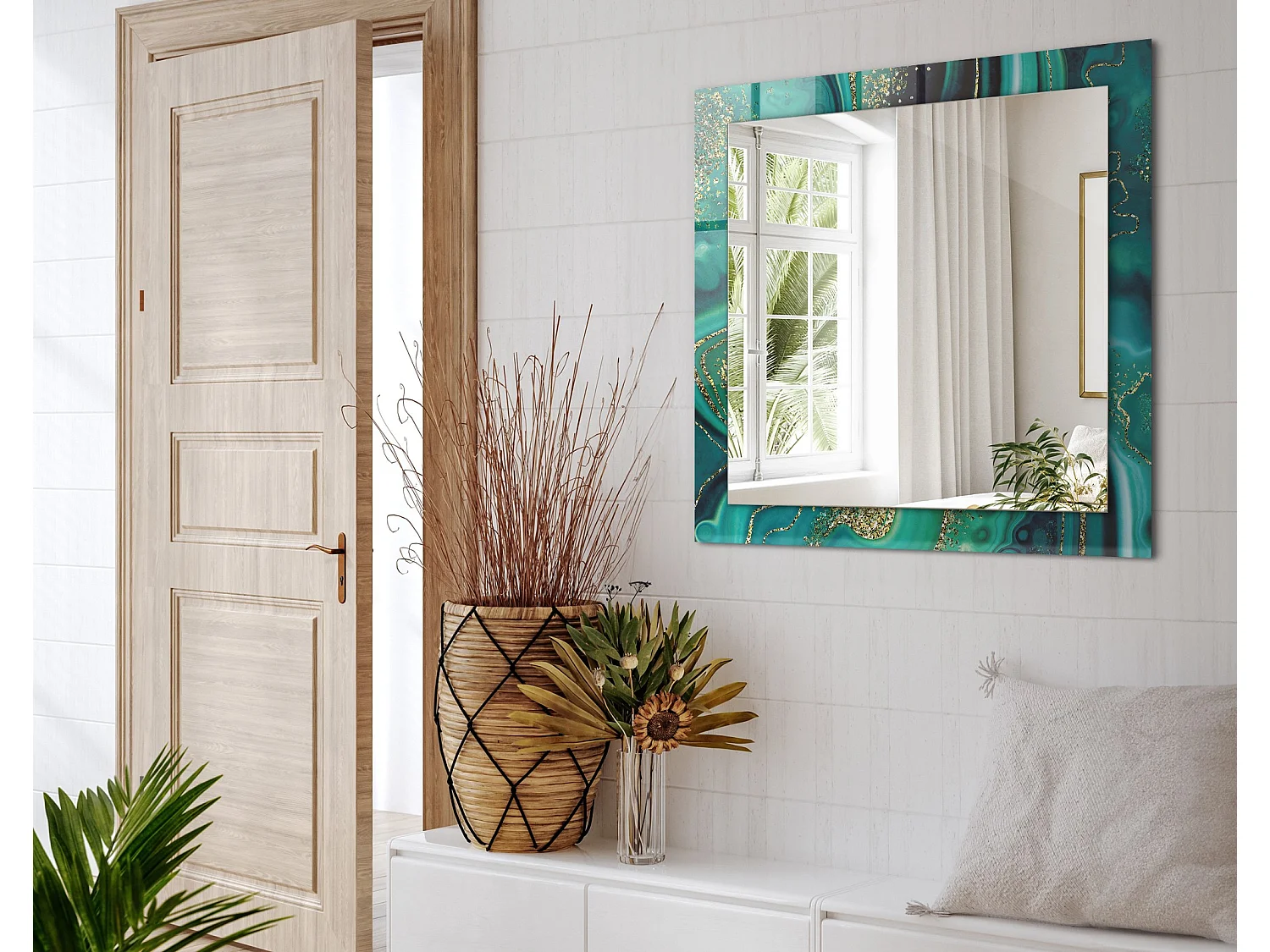 Miroir décoratif avec cadre Texture abstraite 60 x 60 cm
