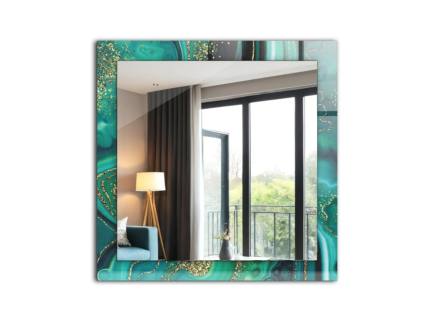 Miroir décoratif avec cadre Texture abstraite 60 x 60 cm