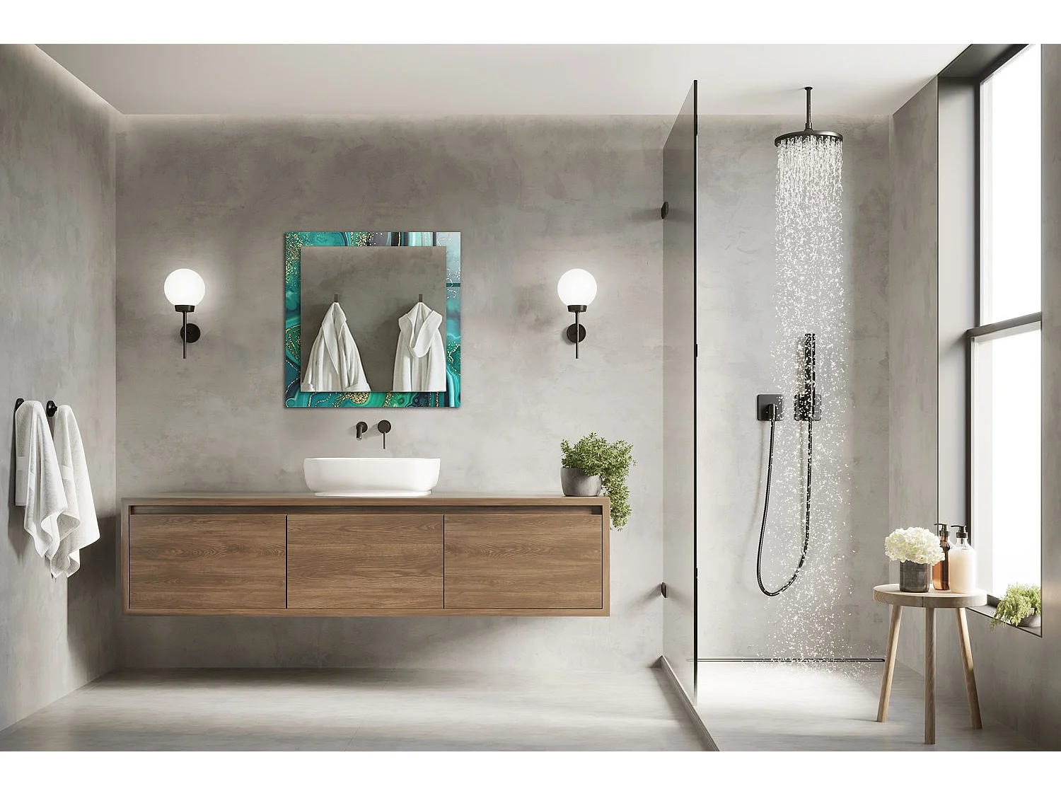 Miroir décoratif avec cadre Texture abstraite 60 x 60 cm