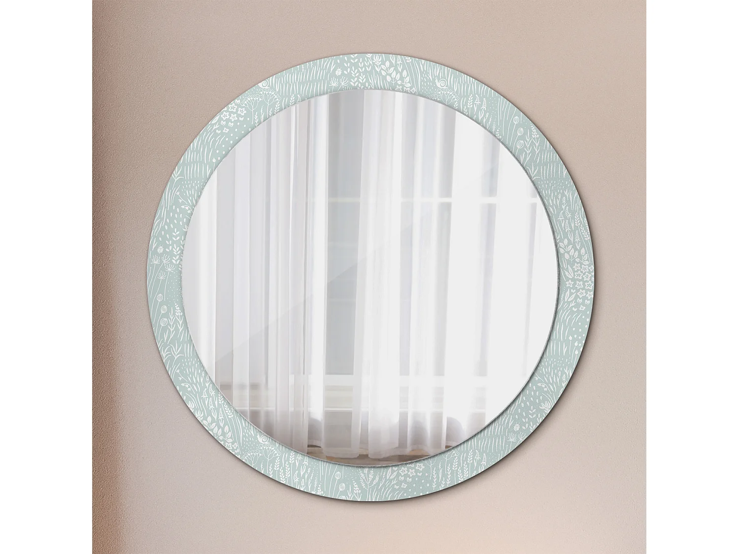 Runder Dekospiegel - Schnecke auf der Wiese - 90 cm