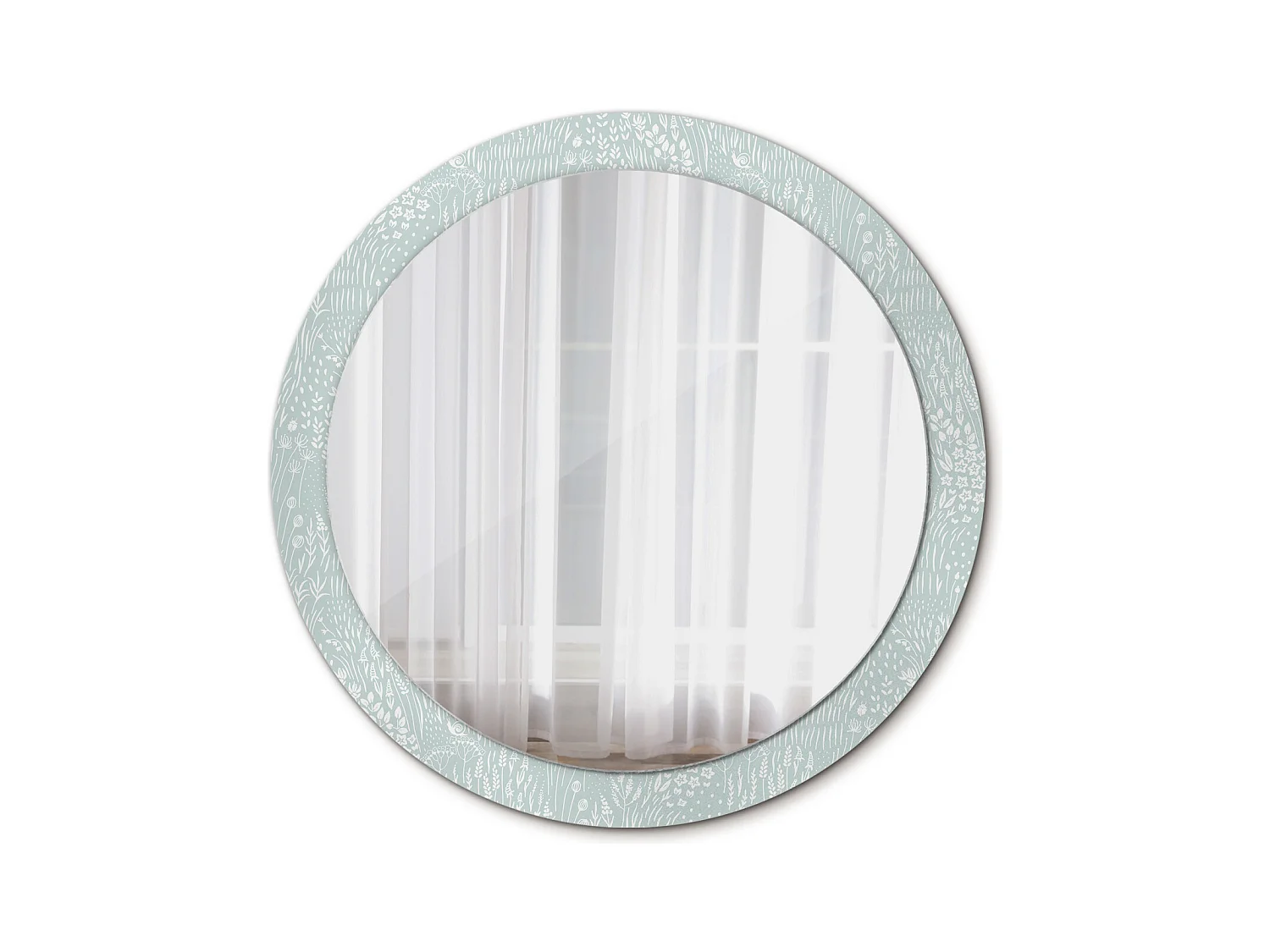 Miroir rond décoratif - Escargot dans le pré - 90 cm
