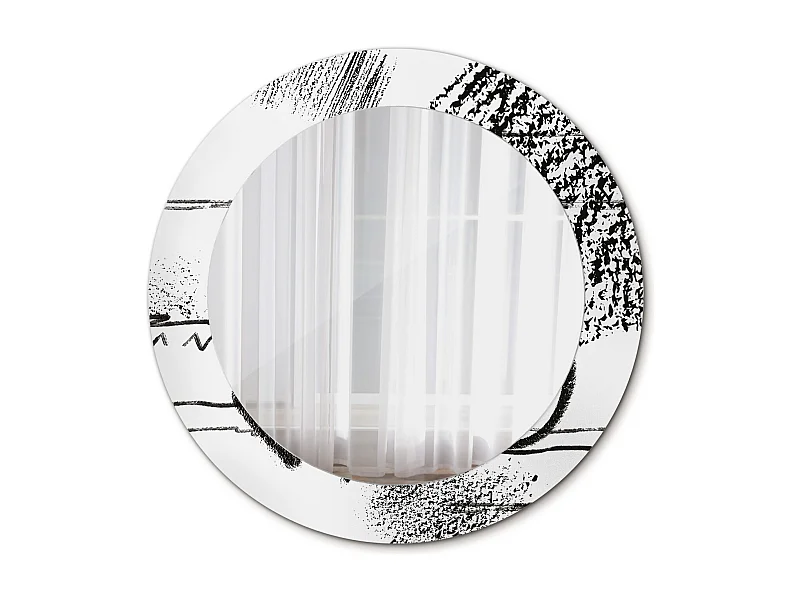 Miroir rond décoratif - Motif Graffiti - 60 cm