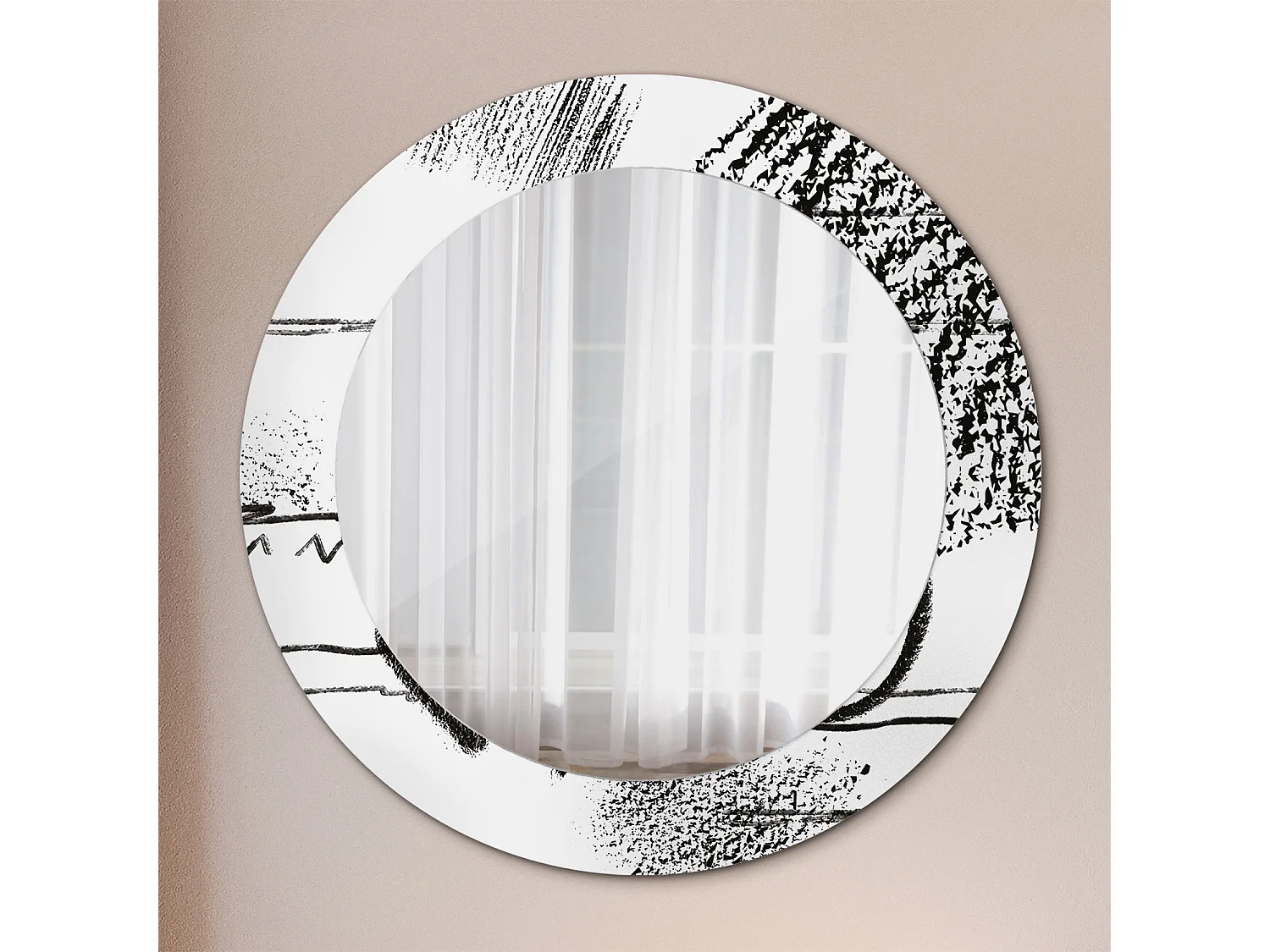 Ronde decoratieve spiegel - graffiti motief - 60 cm