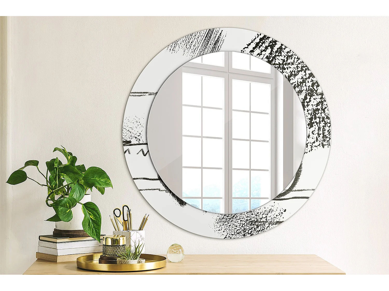 Ronde decoratieve spiegel - graffiti motief - 60 cm