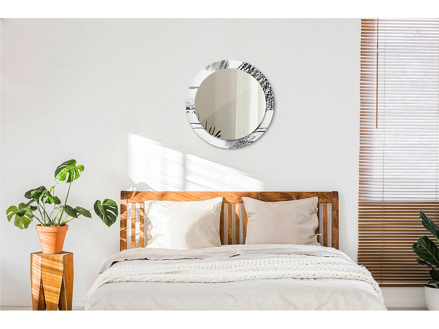 Dekorativer runder Spiegel - Graffiti-Motiv - 60 cm