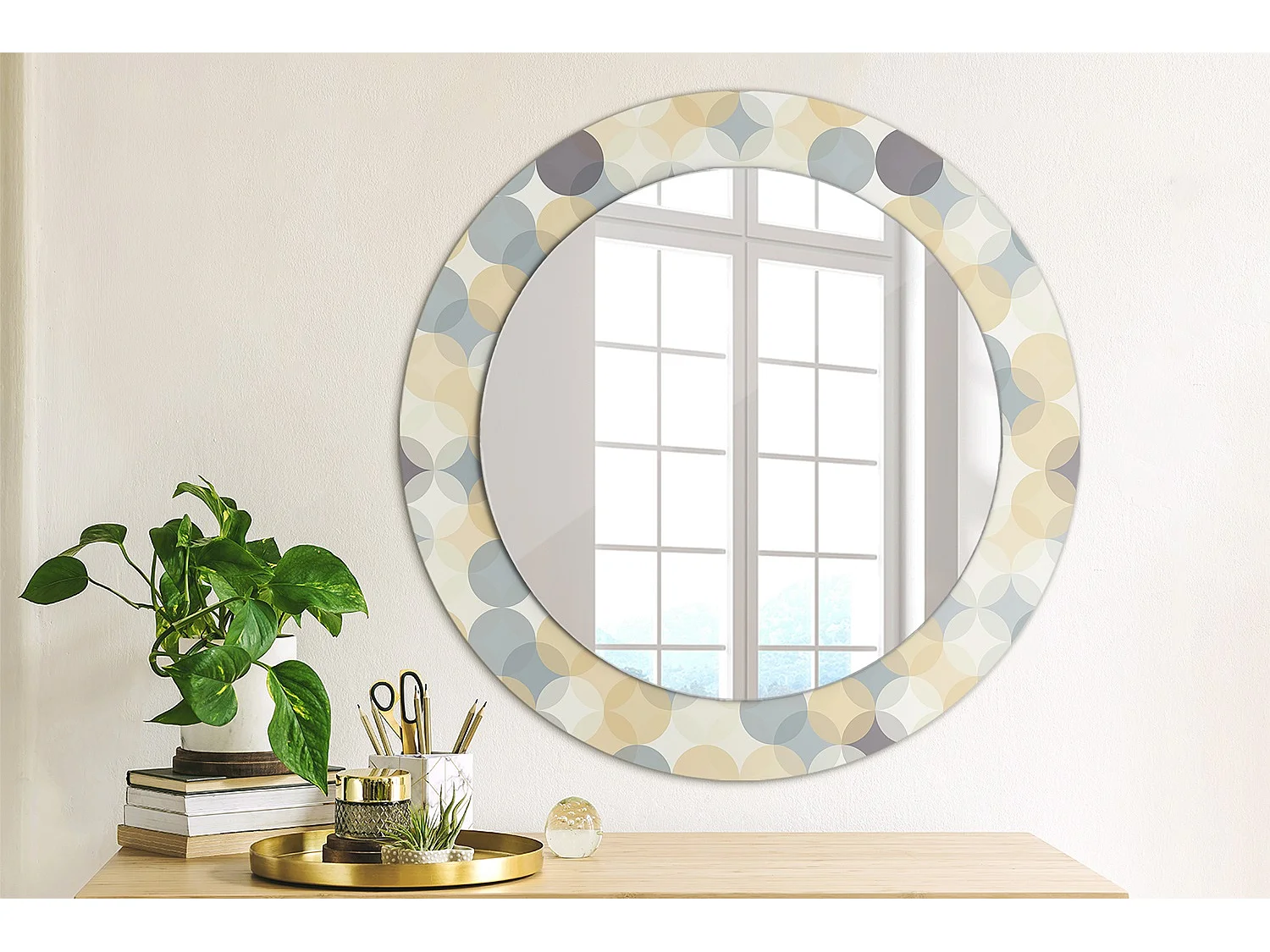 Dekorativer runder Spiegel - Geometrische Kreise - 60 cm