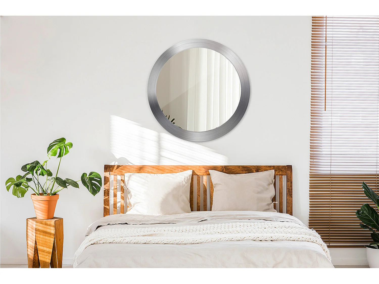 Decoratieve ronde spiegel - metaallook - 80 cm