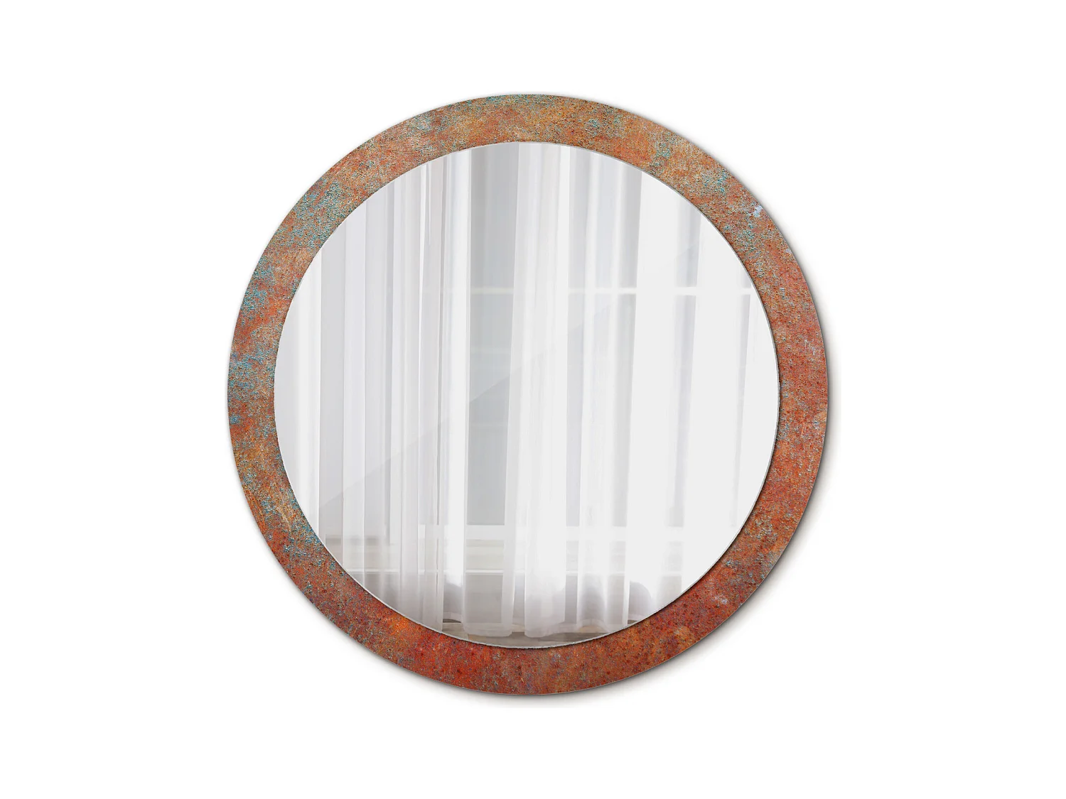Specchio rotondo decorativo - Metallo ruggine - 90 cm