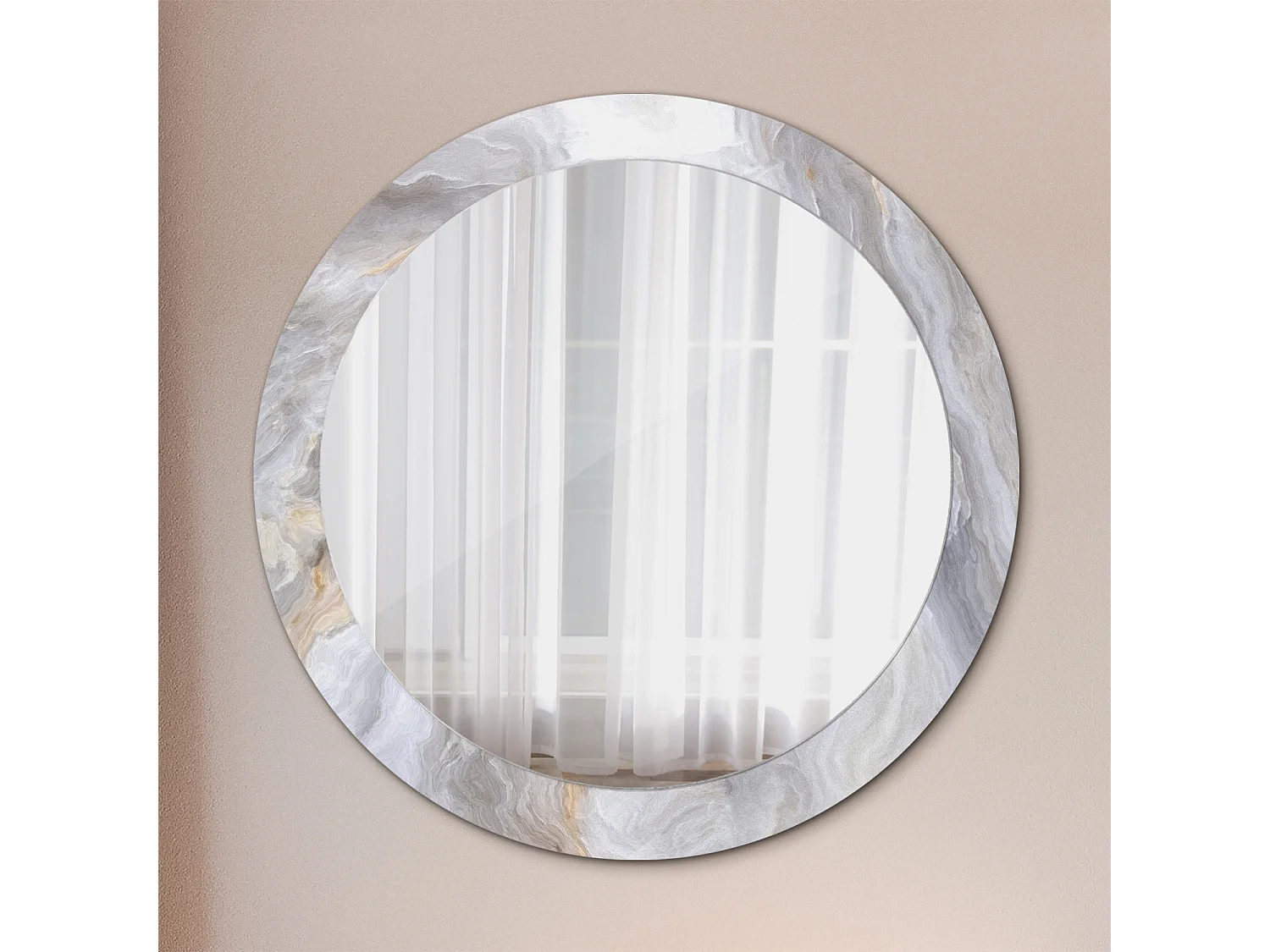 Miroir rond décoratif - Marbre abstrait - 80 cm