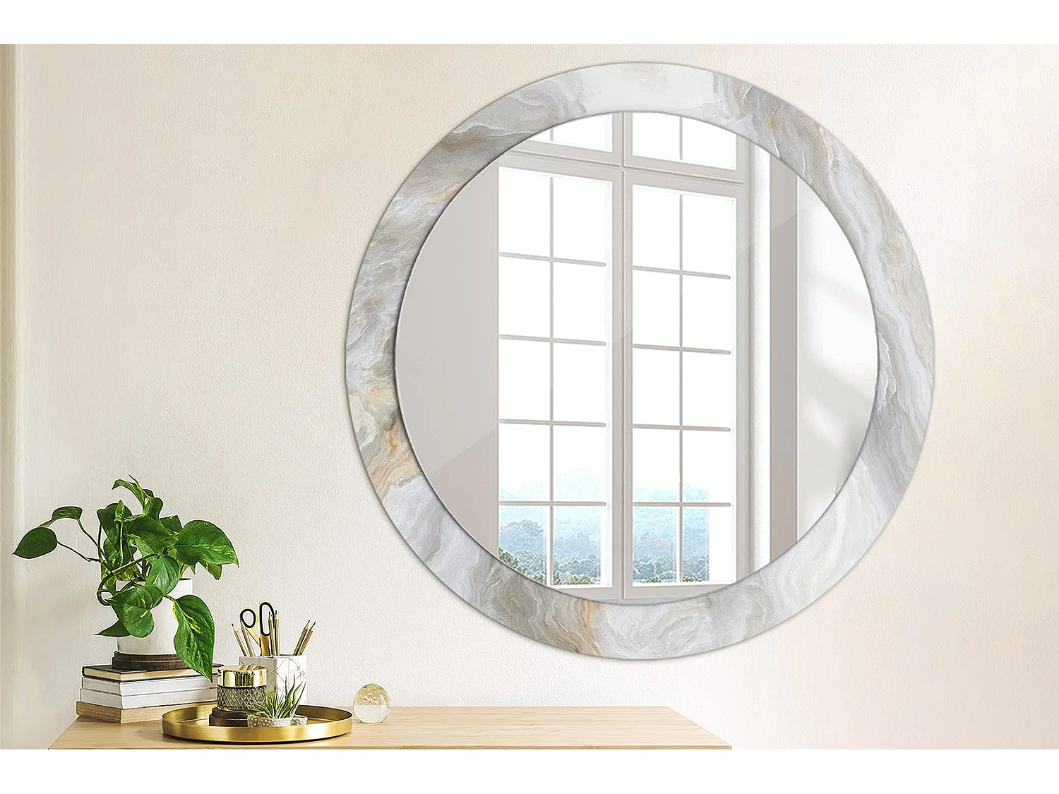 Ronde decoratieve spiegel - Abstract Marmer - 80 cm