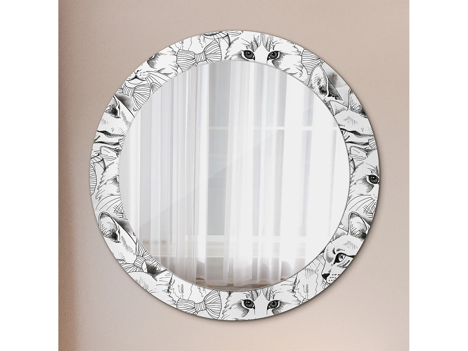 Runder dekorativer Spiegel - Katzen - 60 cm