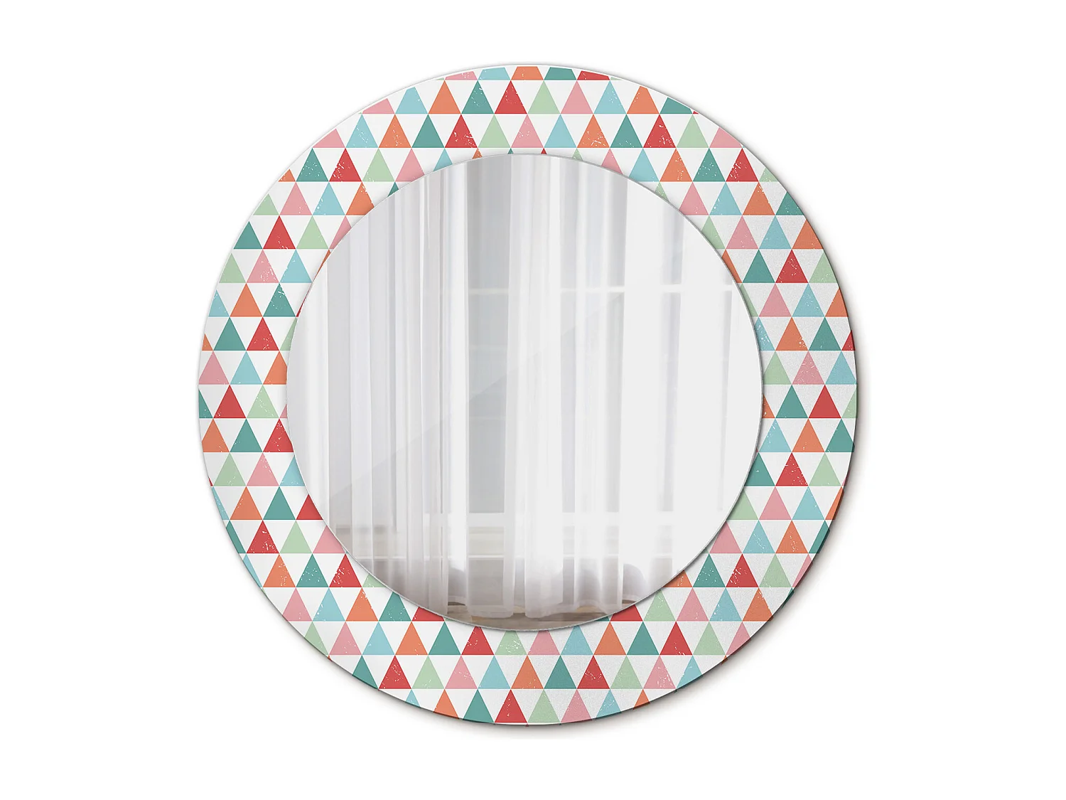 Dekorativer runder Spiegel - Geometrisches Muster - 50 cm