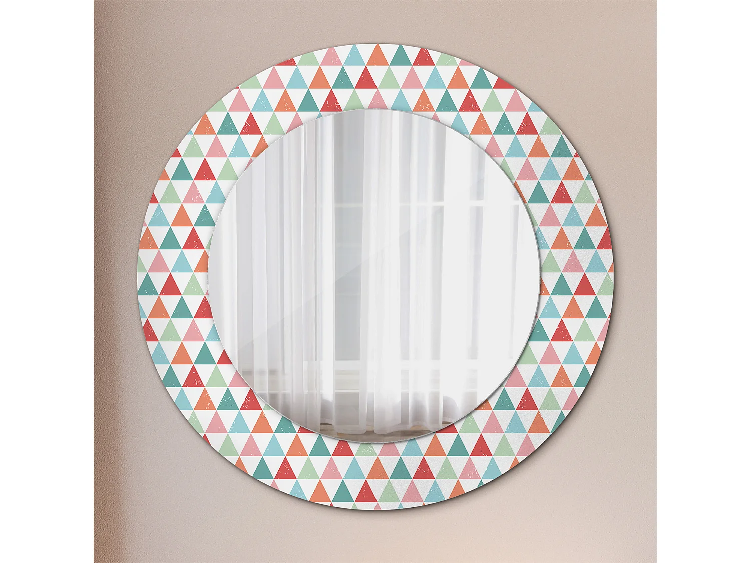 Dekorativer runder Spiegel - Geometrisches Muster - 50 cm