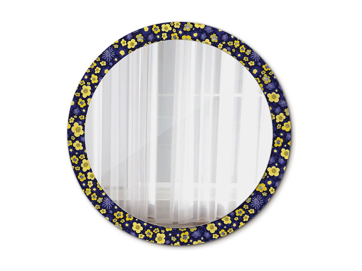 Dekorativer runder Spiegel - Kleine Blumen - 90 cm