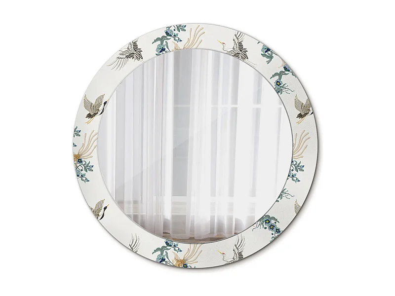 Dekorativer runder Spiegel - Chinesische Vögel - 60 cm