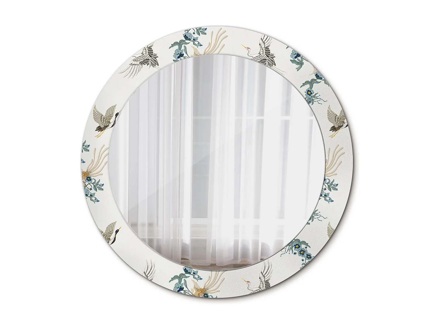 Dekorativer runder Spiegel - Chinesische Vögel - 60 cm