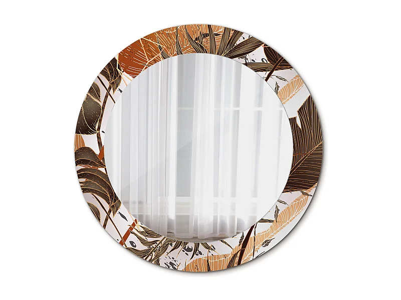 Miroir rond décoratif - Feuilles de palmier - 60 cm