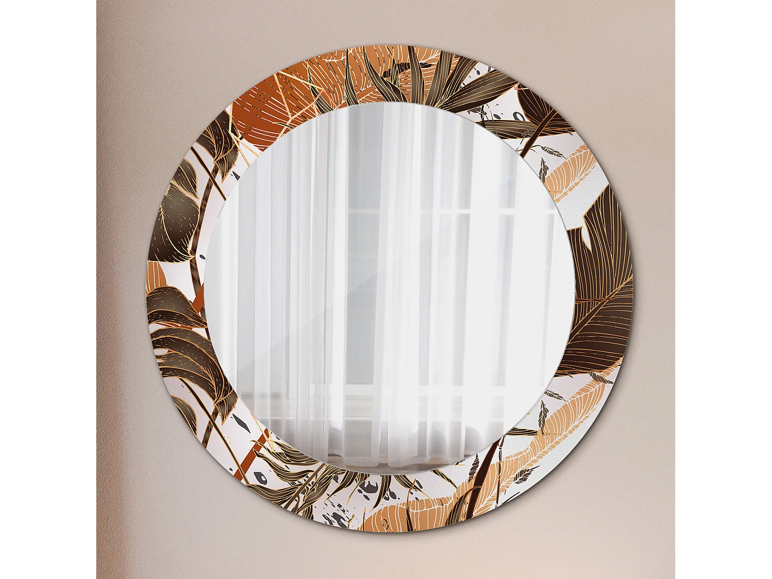 Decoratieve ronde spiegel - palmbladeren - 60 cm