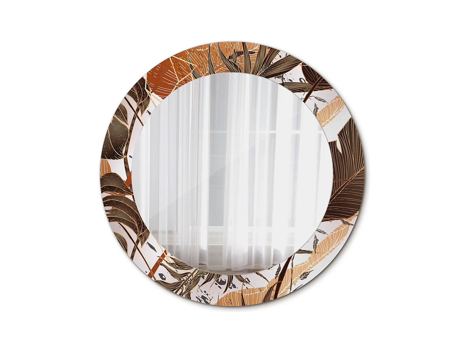 Miroir rond décoratif - Feuilles de palmier - 60 cm