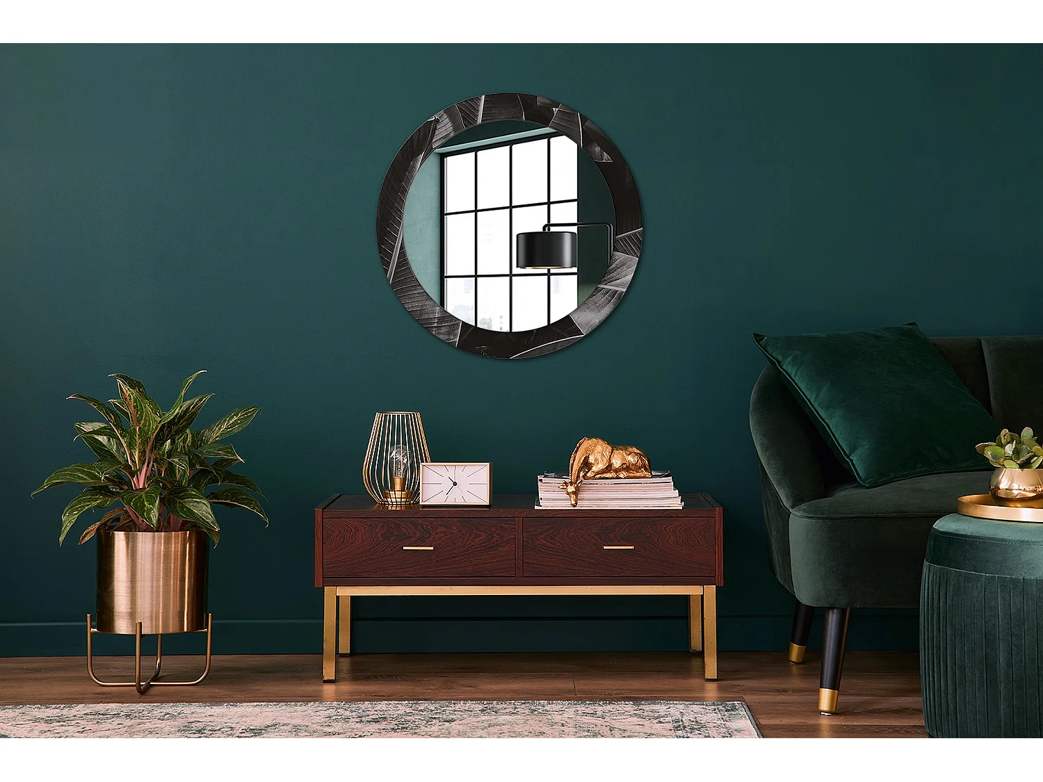 Dekorativer runder Spiegel – Tropische Palmen – 60 cm