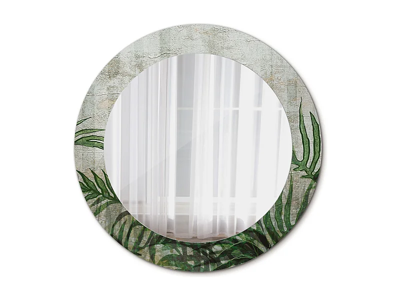 Miroir rond décoratif - Feuilles de fougère - 60 cm