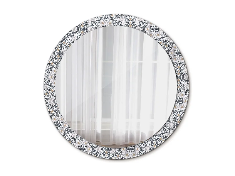 Miroir rond décoratif - Ornements géométriques - 90 cm