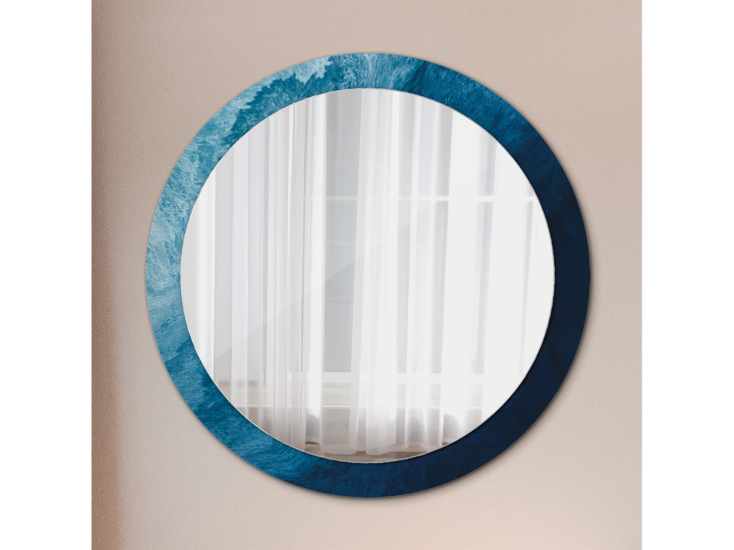 Dekorativer runder Spiegel - Abstrakte Kunst - 90 cm